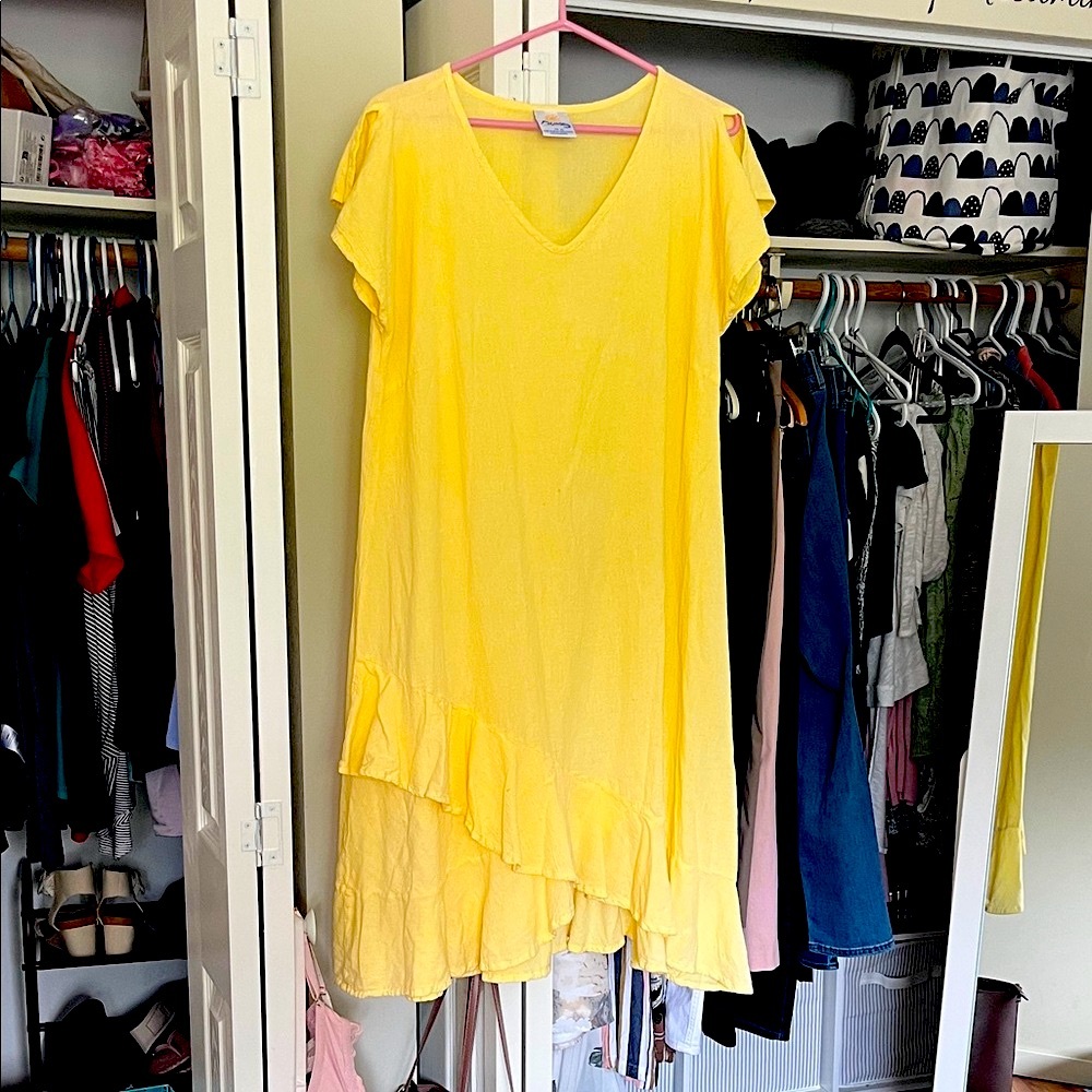 Sunny Asymmetrical Yellow 💛Beach Dress